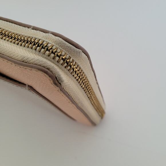 Coach Long Stripe Accordion Zip Around Light Pink White Crossgrain Leather Fair - Picture 11 of 12